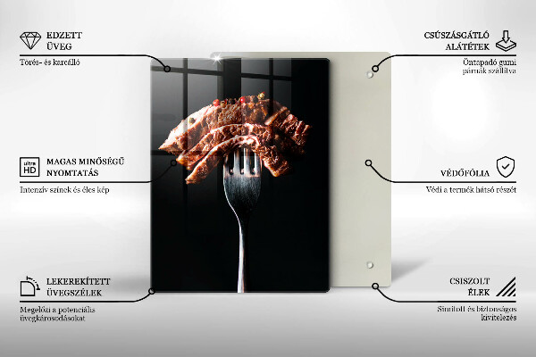 Skleněné krájecí prkénko Maso na vidličku