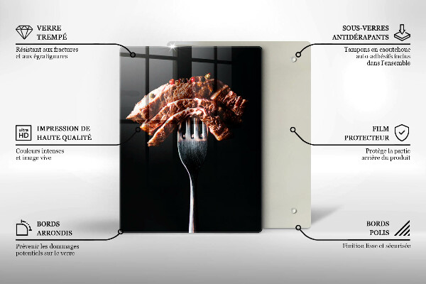 Skleněné krájecí prkénko Maso na vidličku