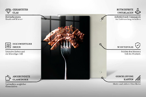 Skleněné krájecí prkénko Maso na vidličku