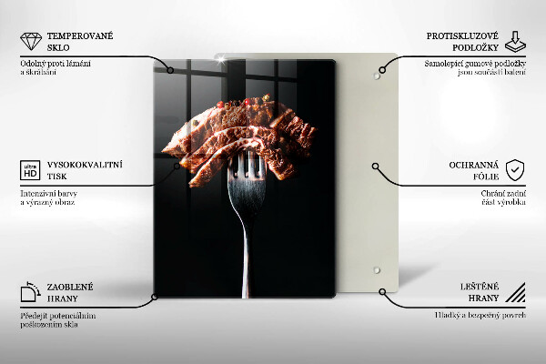 Skleněné krájecí prkénko Maso na vidličku