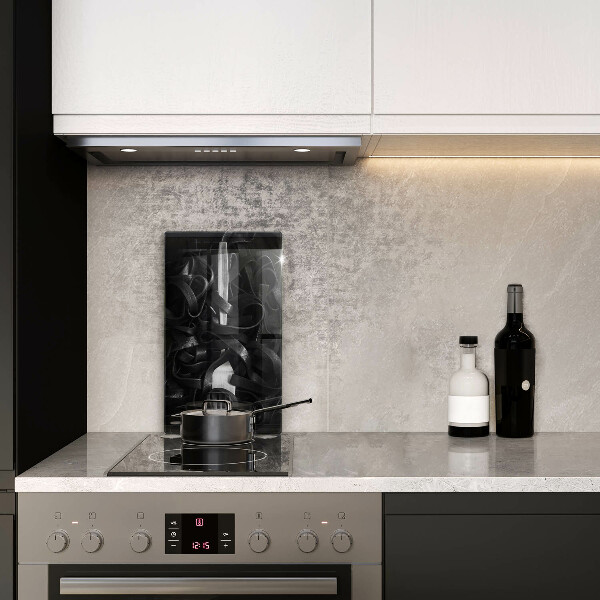 Skleněné krájecí prkénko Černé těstoviny a vidlička