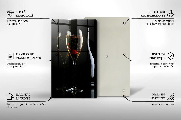 Skleněné krájecí prkénko Sklenice šampaňského