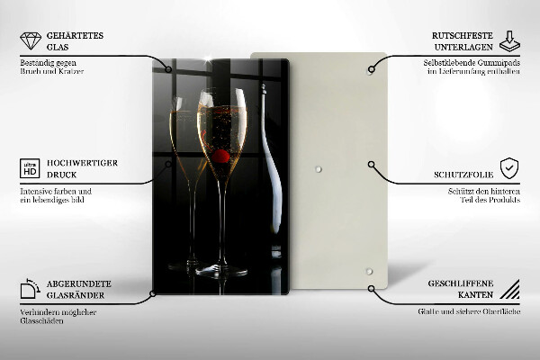 Skleněné krájecí prkénko Sklenice šampaňského