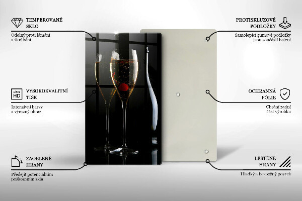 Skleněné krájecí prkénko Sklenice šampaňského