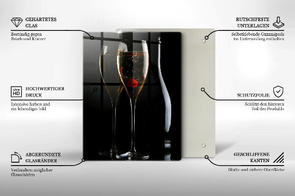 Skleněné krájecí prkénko Sklenice šampaňského