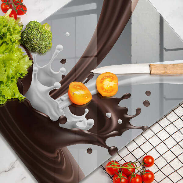 Skleněné krájecí prkénko Mléko a čokoláda