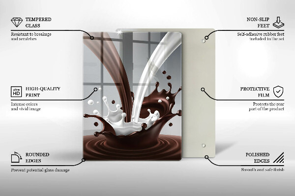 Skleněné krájecí prkénko Mléko a čokoláda