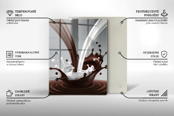 Skleněné krájecí prkénko Mléko a čokoláda