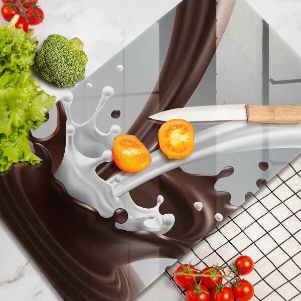 Skleněné krájecí prkénko Mléko a čokoláda