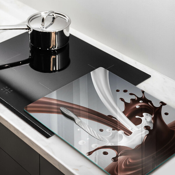 Skleněné krájecí prkénko Mléko a čokoláda