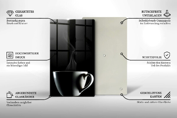 Skleněná krájecí deska Šálek čaje