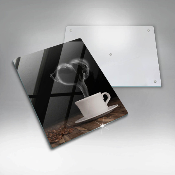 Skleněná krájecí deska Srdce šálku kávy