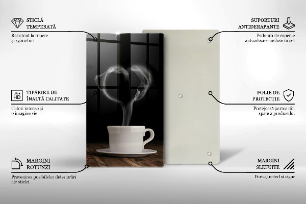 Skleněná krájecí deska Srdce šálku kávy