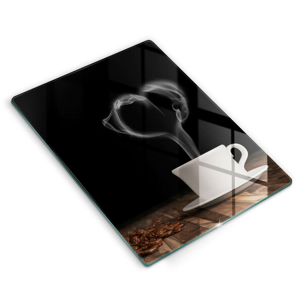 Skleněná krájecí deska Srdce šálku kávy