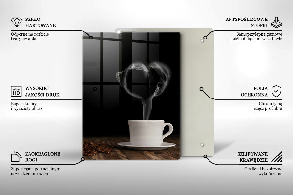 Skleněná krájecí deska Srdce šálku kávy