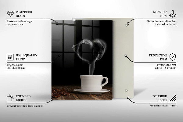 Skleněná krájecí deska Srdce šálku kávy