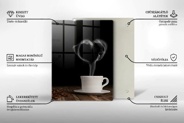 Skleněná krájecí deska Srdce šálku kávy