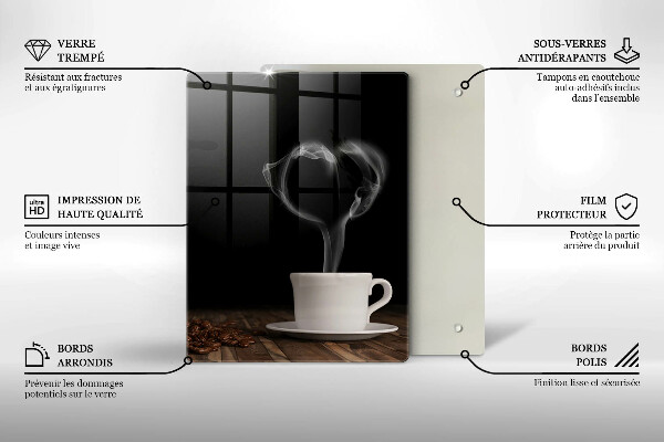 Skleněná krájecí deska Srdce šálku kávy