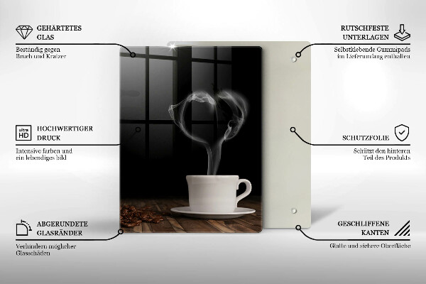 Skleněná krájecí deska Srdce šálku kávy