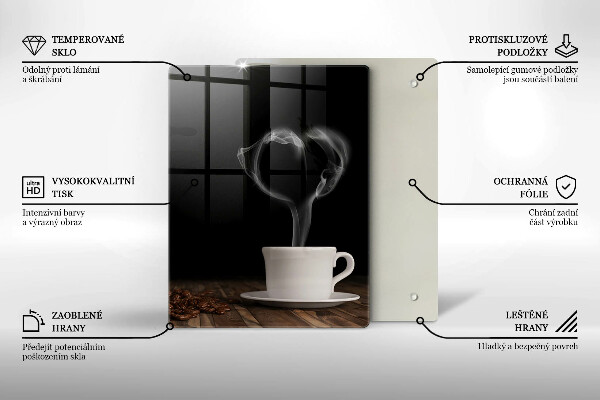 Skleněná krájecí deska Srdce šálku kávy