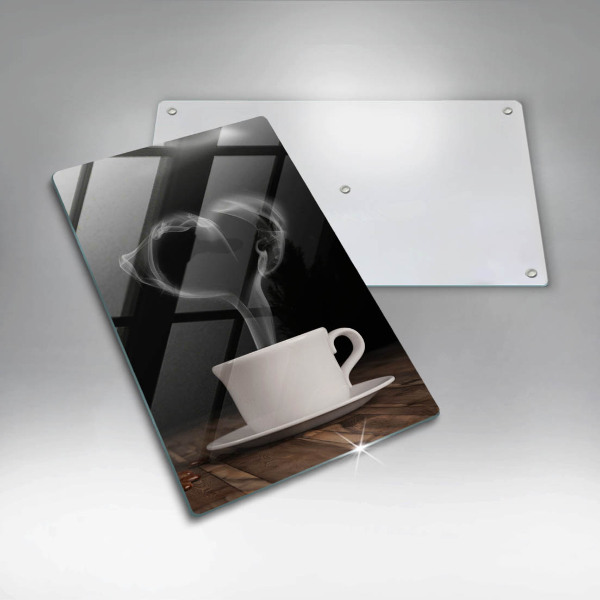 Skleněná krájecí deska Srdce šálku kávy