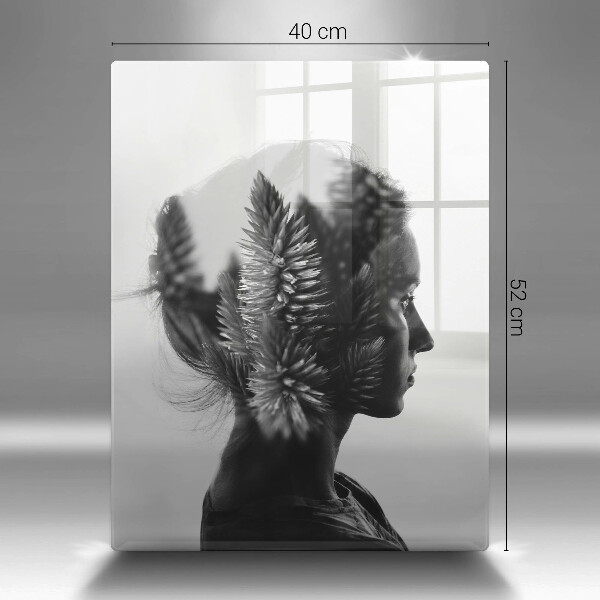 Skleněná krájecí deska Žena a les