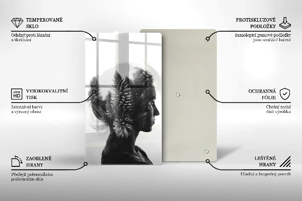 Skleněná krájecí deska Žena a les