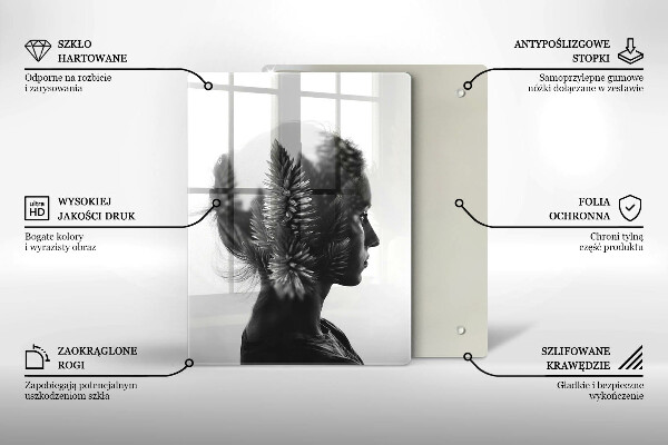 Skleněná krájecí deska Žena a les