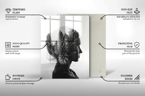 Skleněná krájecí deska Žena a les