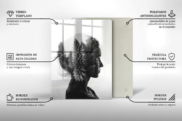 Skleněná krájecí deska Žena a les