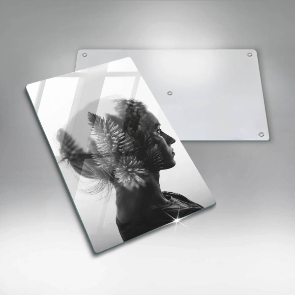 Skleněná krájecí deska Žena a les