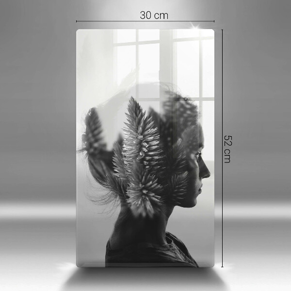 Skleněná krájecí deska Žena a les