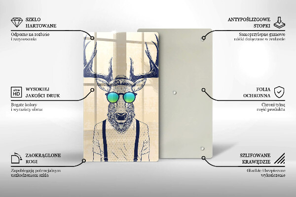 Skleněná krájecí deska Jelen muž ilustrace