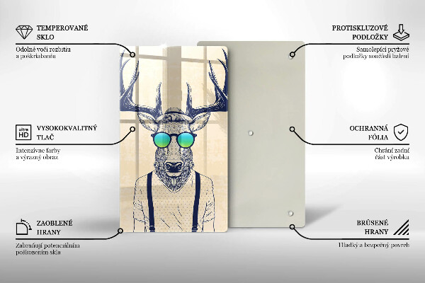 Skleněná krájecí deska Jelen muž ilustrace