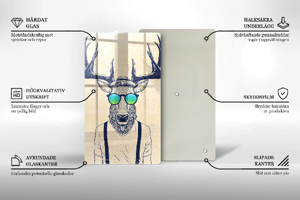 Skleněná krájecí deska Jelen muž ilustrace