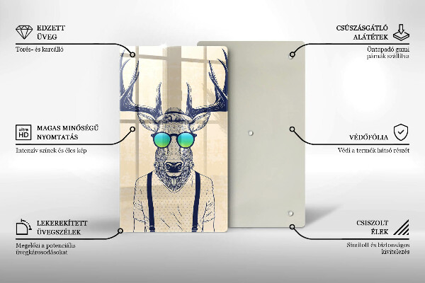 Skleněná krájecí deska Jelen muž ilustrace