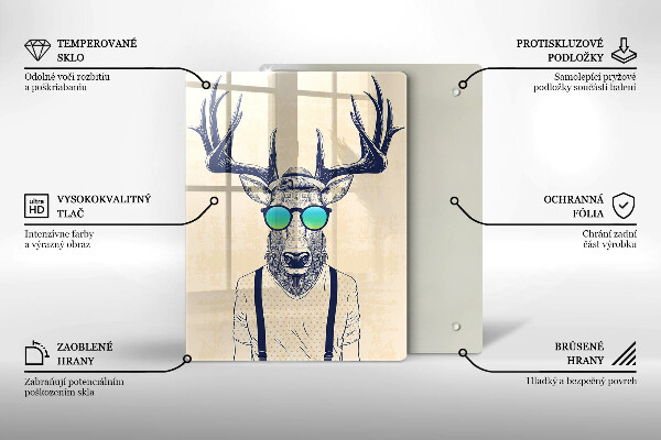 Skleněná krájecí deska Jelen muž ilustrace