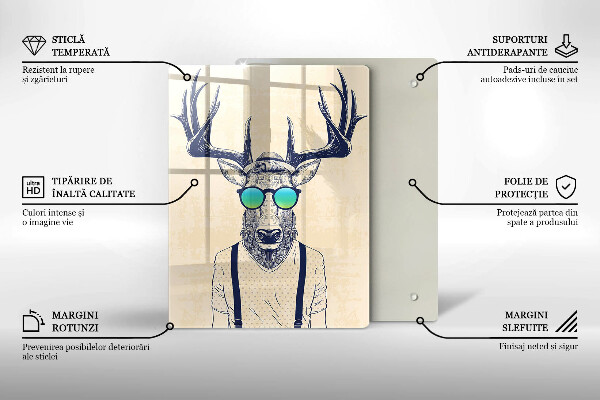 Skleněná krájecí deska Jelen muž ilustrace