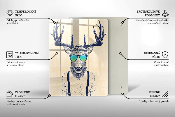 Skleněná krájecí deska Jelen muž ilustrace