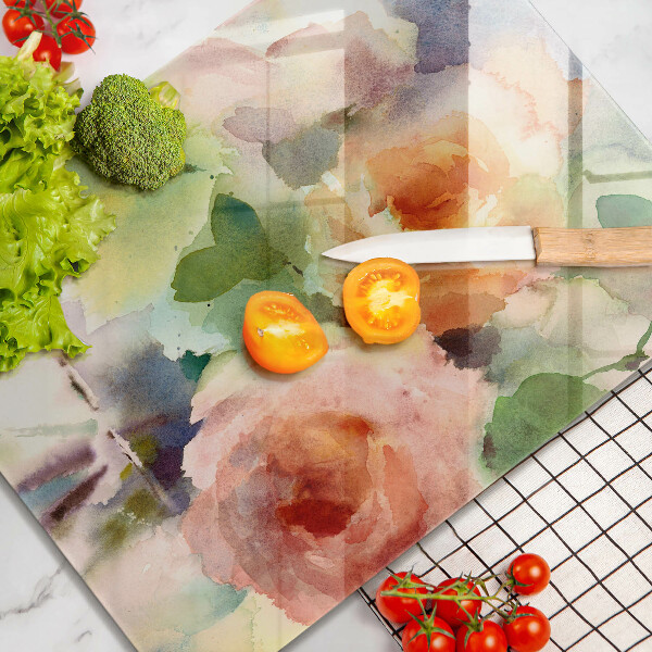 Skleněné krájecí prkénko Malované květiny