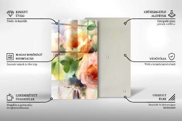 Skleněné krájecí prkénko Malované květiny