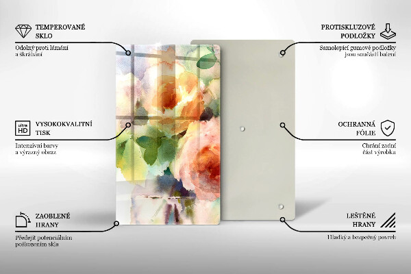 Skleněné krájecí prkénko Malované květiny