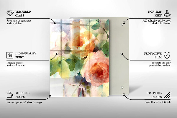 Skleněné krájecí prkénko Malované květiny