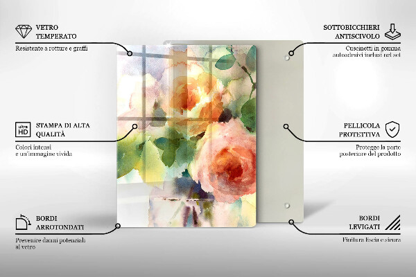 Skleněné krájecí prkénko Malované květiny