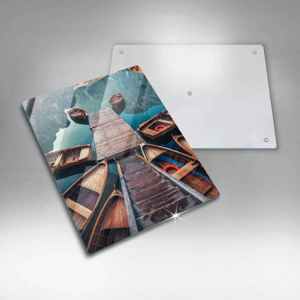 Skleněné krájecí prkénko Lodě na jezeře