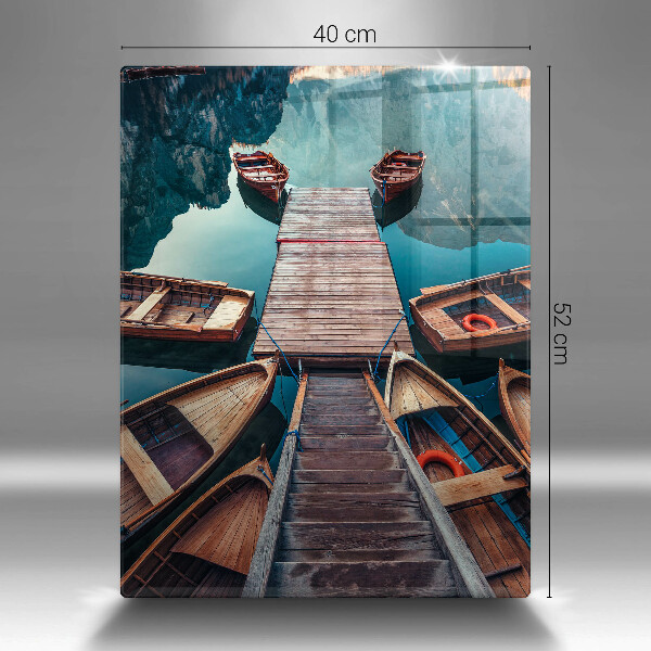 Skleněné krájecí prkénko Lodě na jezeře