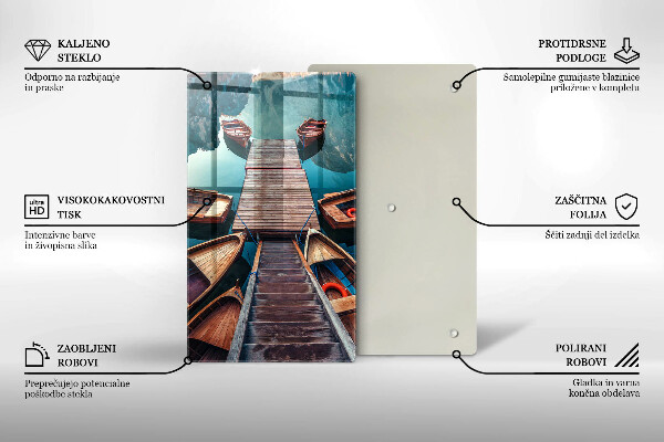 Skleněné krájecí prkénko Lodě na jezeře