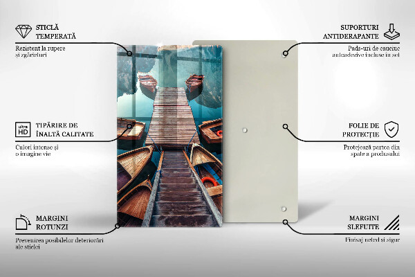 Skleněné krájecí prkénko Lodě na jezeře