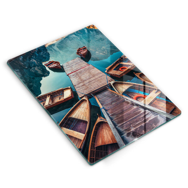 Skleněné krájecí prkénko Lodě na jezeře