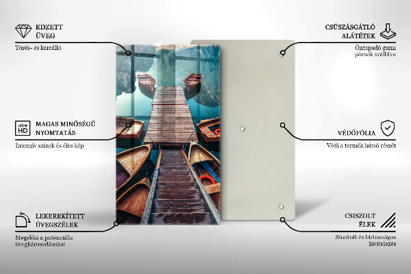 Skleněné krájecí prkénko Lodě na jezeře